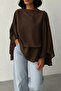 Women's Brown Oversize Casual Asymmetrical Cut Transparent Summer Stylish Shirt Cape Blouse