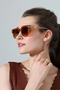 Women's Gold Detail Leopard Pattern Frame Brown Glass Sunglasses - 8
