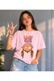 Women's Oversize T-Shirt with Bashashagi Print, 100% Cotton T-Shirt, Comfortable Fit