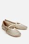 Women's Gold Perforated Knitted Bowknot Ballerina Flats - 2