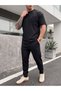 Men's T-Shirt Pants Set 2-Piece Report Fabric Wide Cut
