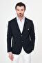Straight Slim Fit Men's Jacket with Pockets and Snap Fasteners Navy Blue - 41498.26Y - 4