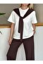 Scarf-Detail Top and Bottom Set - 2
