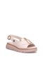 D26Ys-5115 Women's Genuine Leather Flat Sandals Cream - 3