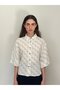 Retro Model Loose Short Sleeve Shirt Women Beige - 8