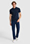 Men's Slim Fit Polo Collar Navy Blue Basic T-Shirt 50322347-Vr033 - 4