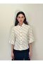 Retro Model Loose Short Sleeve Shirt Women Beige - 7