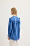 Drawstring Detailed Linen Shirt Indigo - 3