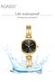 Women's Gold Bracelet Quartz Watch Round Black Dial Waterproof Retro Analog Wristwatch Gift for Women - 3