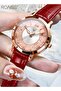 Women's Leather Strap Quartz Watch Round Creative Quicksand Dial Flowing Zirconium Waterproof Elegant Analog Wristwatch Gift for Ladies - 8