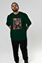 For the Sake of Cat 61 Front Cat Printed Green Oversize T-Shirt 100% Cotton Unisex Cat Lover Premium Design - 7