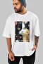 For the Love of Cats 33 Front Cat Printed White Oversize T-Shirt 100% Cotton Unisex Cat Lover Premium Design - 7