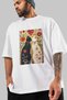 For the Love of Cats 82 Front Cat Printed White Oversize T-Shirt 100% Cotton Unisex Cat Lover Premium Design - 3