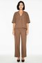 Women's V-Neck Buttoned Wide Leg Long Sleeve Comfortable Fit Viscose Ribbed Bottom Top Set Casual Modern - 4