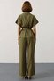 Women's Plus Size Belted Shirt and Trouser Set 100% Cotton Gabardine Woven Comfortable Cut Casual Stylish - 5