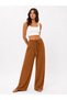 Women's Fabric Embossed Detailed Loose-Fitting Trousers with Wide Legs and Lace-Up Front, Stylish Twist Detail - 8