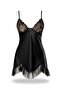 Women's Black Satin Lace Detailed Bottom Ruffle Hem Nightgown - 5