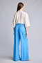 Wide Leg Three-Pocket High Waist Linen Look Standard Length Blue Trousers A9129Ax26Sm - 6