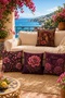Burgundy Modern Flowers Patterned 4-Piece Throw Pillow Cover Set - 2
