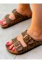 Stella Leopar Double Buckle Daily Flat Sole Women's Slippers - 3