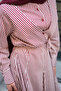 Women's Striped Patterned Waist Tie Dress Burgundy - 7
