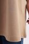Beige-Plus Size Collared Sleeveless Lycra T-Shirt - 5