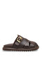 Brown Leather Women's Slippers with Orthopedic Sole and Gold Buckle - 4