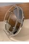 Tray Decorative Oval Mirror Model Cast Brass Color Silver Size 38X26 cm - 2
