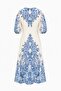 Laser Cut Collared Dress Blue - 4