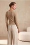 Women's Mink Ribbed Square Neck Long Sleeve Blouse with Snap Front and Babylock Detail Fernanda - 4