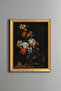 Flowers in a Standing Glass Vase - Vintage Patterned Frame - Slim Model