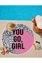 You Go Girl Written Pink Black Round Beach Towel 150 cm - 2