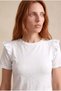 Women's White 100% Cotton Regular Fit Crew Neck Short Sleeve T-Shirt with Ruffle Shoulder Detail Teresa - 5