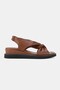 Women's Brown Genuine Leather 36-41-42 Sizes Flat Wedge Heel Strap Sandals - 5