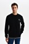 Ar-Ma Men's Crew Neck Sweatshirt Basic Without Print Without Pockets Regular Fit Carbon Brushed Thessaloniki K30124 - 3
