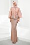 Powder Beaded Embroidered Skirted Evening Dress Set