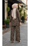Leopard Pattern Top and Bottom Trend Hijab Kimono Set - 2