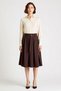 Women's Midi Length Poplin Skirt High Waist Pleated Cut Unlined Comfortable Clothing Seasonal Casual Modern Stylish - 4