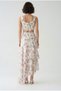 Women's Green Floral Patterned Crop Blouse and Lined Layered Flounce Long Skirt Set Dt261007 60286322 - 4