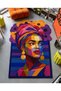Sdt Custom Cut Cubic Woman Portrait Patterned Pop Art Geometric Multi Color Purple Woven Base Decorative Carpet Sdtt1528 - 2