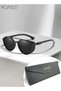Men's Polarized Round Sunglasses, UV400 Protection Sun Glasses with PC Frame, Fashion Anti-Glare Sun Shades for Men Driving, Fishing, Traveling, Cycling, Black Lens