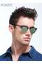 Polarized Oval Sunglasses for Men Women UV400 Protection Sun Glasses Metal Frame Fashion Anti-Glare for Driving Fishing Traveling Cycling Green - 2