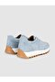 Ice Blue Suede Genuine Leather Women's Sneaker Shoes - 3