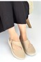 Cower Beige Leather Ballerina Shoes - 3
