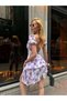 Women's Purple Balloon Sleeve Back Detailed Mini Chiffon Dress Yel0329 - 5