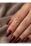 Butterfly Model Row Zircon Stone Adjustable Women's Ring Stylish Elegant Design Steel Look - 3