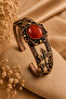 Women's Carnelian Stone Copper Bracelet with Leaf Figure, Authentic Design, Adjustable Stylish Bracelet