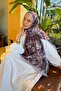 شال لارا ناعم بنمط زهرة الورد باللون البني الناعم