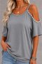 Women's short sleeve strappy off-the-shoulder viscose blouse with pearl detail - 3