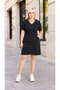Women's Plus Size Jean Dress V-Neck Buttoned Pocketed Short Sleeve Denim Dress Casual Stylish Dress - 4